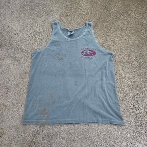 Vtg 90s BONEFISH CHARLIE'S Deschutes River Rafting Oregon Tank Top Shirt L USA